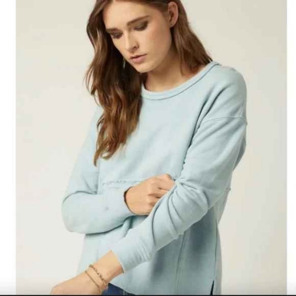 Fifteen Twenty Long Sleeve Raw Hem Top S French Terry Scoop Sweatshirt Cream - Picture 3 of 14